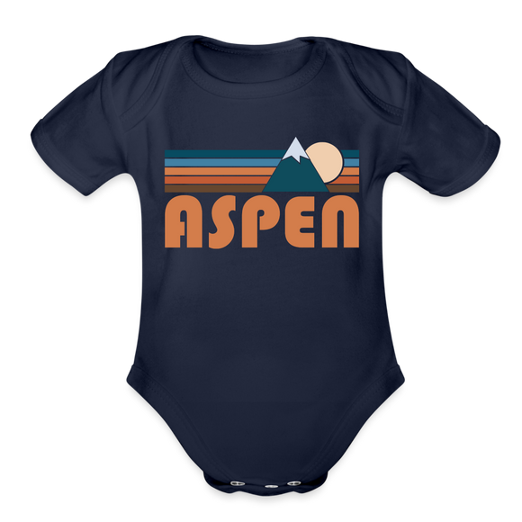 Aspen, Colorado Baby Bodysuit Retro Mountain - dark navy