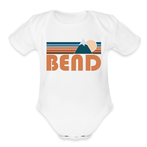 Bend, Oregon Baby Bodysuit Retro Mountain - white