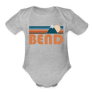 Bend, Oregon Baby Bodysuit Retro Mountain - heather grey