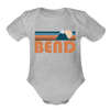 Bend, Oregon Baby Bodysuit Retro Mountain - heather grey