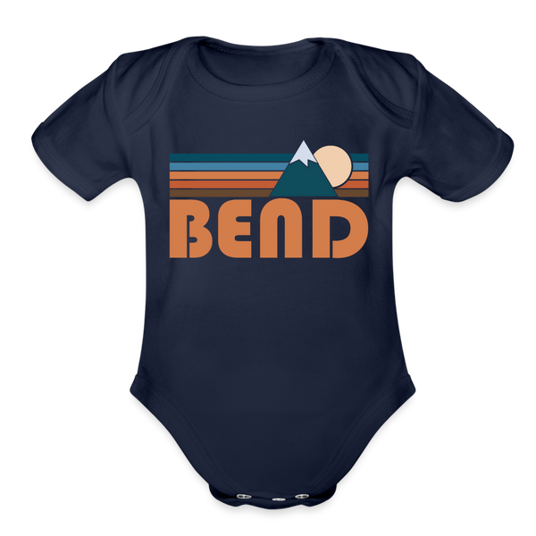 Bend, Oregon Baby Bodysuit Retro Mountain - dark navy