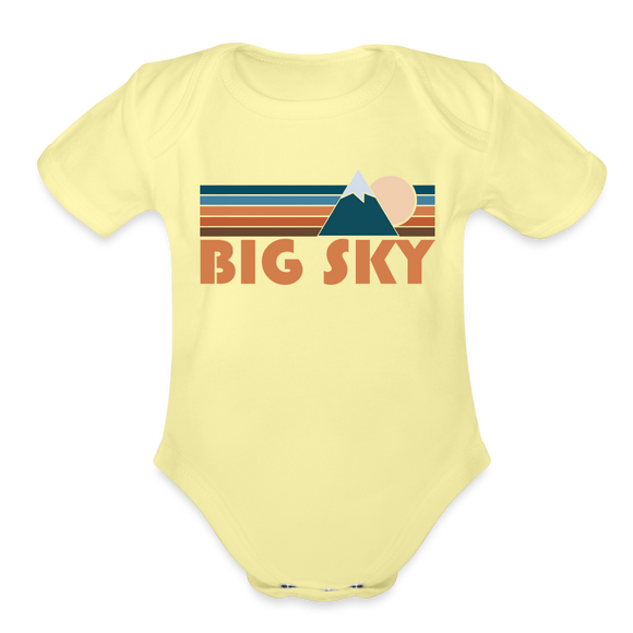 Big Sky, Montana Baby Bodysuit Retro Mountain - washed yellow