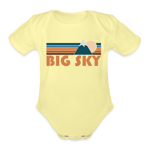 Big Sky, Montana Baby Bodysuit Retro Mountain - washed yellow