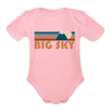 Big Sky, Montana Baby Bodysuit Retro Mountain - light pink
