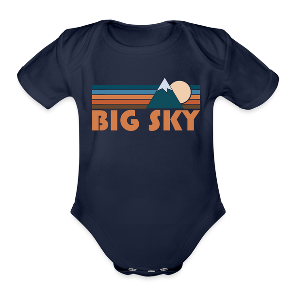 Big Sky, Montana Baby Bodysuit Retro Mountain - dark navy