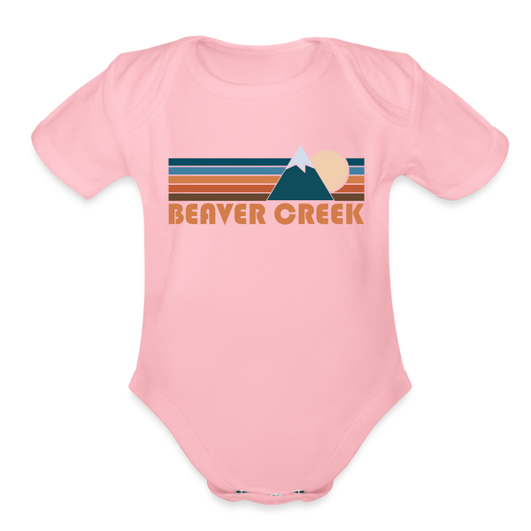 Beaver Creek, Colorado Baby Bodysuit Retro Mountain - light pink