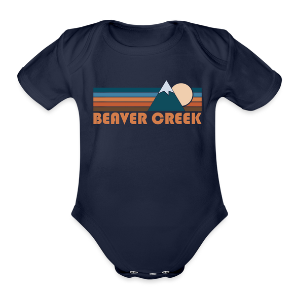 Beaver Creek, Colorado Baby Bodysuit Retro Mountain - dark navy
