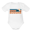 Boulder, Colorado Baby Bodysuit Retro Mountain - white