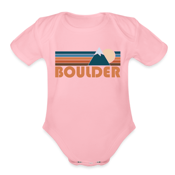 Boulder, Colorado Baby Bodysuit Retro Mountain - light pink