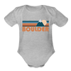 Boulder, Colorado Baby Bodysuit Retro Mountain - heather grey