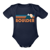 Boulder, Colorado Baby Bodysuit Retro Mountain - dark navy