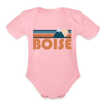 Boise, Idaho Baby Bodysuit Retro Mountain - light pink