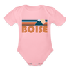 Boise, Idaho Baby Bodysuit Retro Mountain - light pink