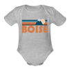 Boise, Idaho Baby Bodysuit Retro Mountain - heather grey