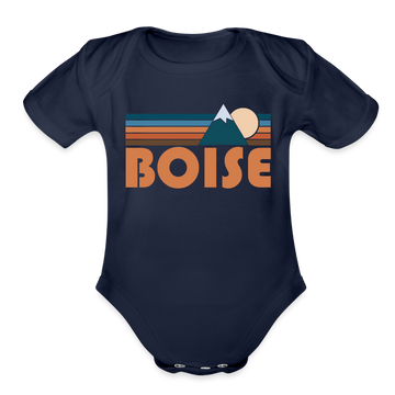 Boise, Idaho Baby Bodysuit Retro Mountain - dark navy