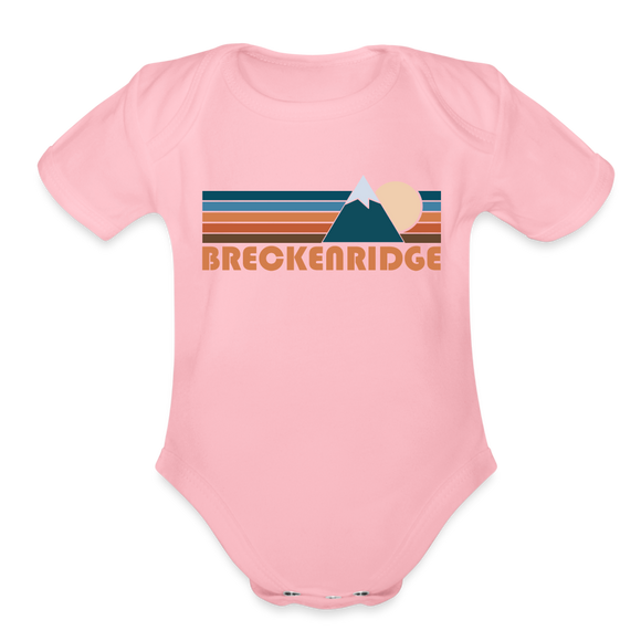 Breckenridge, Colorado Baby Bodysuit Retro Mountain - light pink
