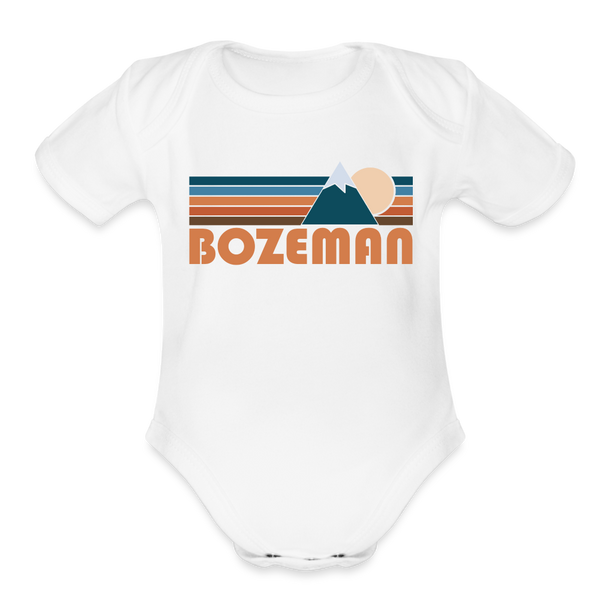 Bozeman, Montana Baby Bodysuit Retro Mountain - white