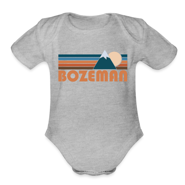 Bozeman, Montana Baby Bodysuit Retro Mountain - heather grey