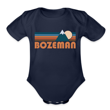 Bozeman, Montana Baby Bodysuit Retro Mountain - dark navy
