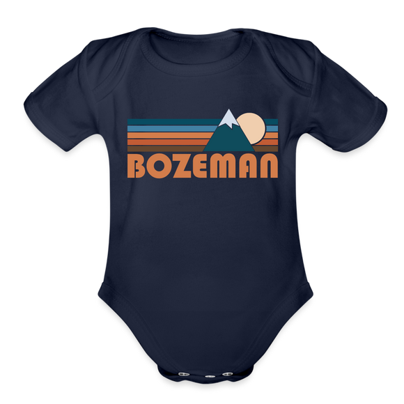 Bozeman, Montana Baby Bodysuit Retro Mountain - dark navy