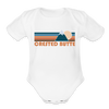 Crested Butte, Colorado Baby Bodysuit Retro Mountain - white