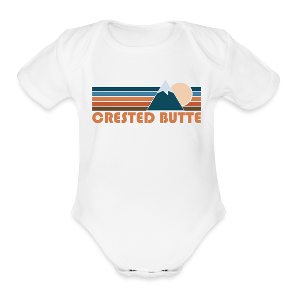 Crested Butte, Colorado Baby Bodysuit Retro Mountain - white