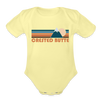 Crested Butte, Colorado Baby Bodysuit Retro Mountain - washed yellow