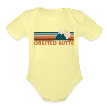 Crested Butte, Colorado Baby Bodysuit Retro Mountain - washed yellow