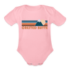 Crested Butte, Colorado Baby Bodysuit Retro Mountain - light pink