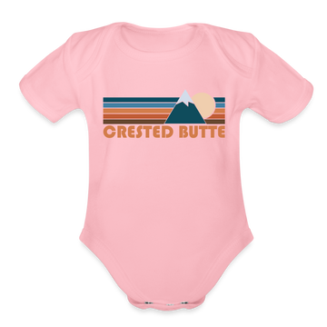 Crested Butte, Colorado Baby Bodysuit Retro Mountain - light pink