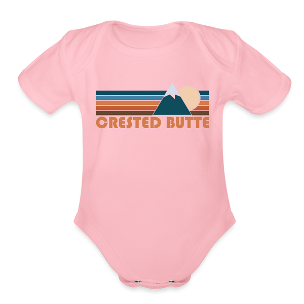 Crested Butte, Colorado Baby Bodysuit Retro Mountain - light pink
