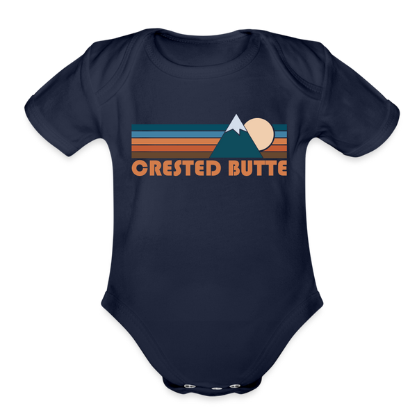 Crested Butte, Colorado Baby Bodysuit Retro Mountain - dark navy