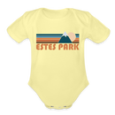Estes Park, Colorado Baby Bodysuit Retro Mountain - washed yellow
