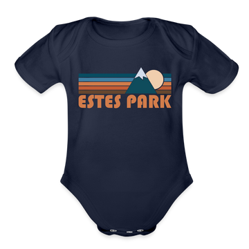 Estes Park, Colorado Baby Bodysuit Retro Mountain - dark navy