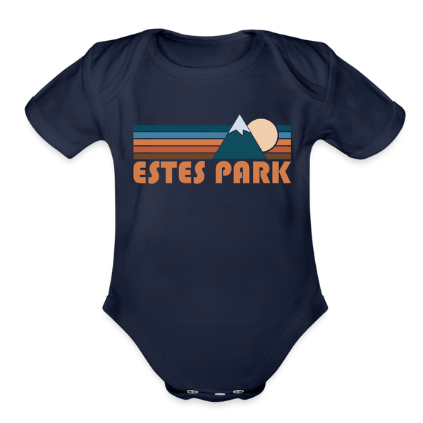 Estes Park, Colorado Baby Bodysuit Retro Mountain - dark navy