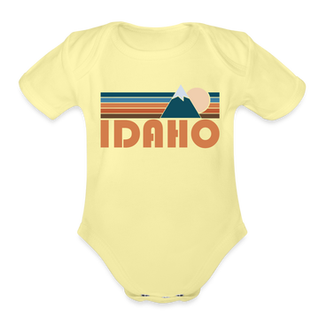 Idaho Baby Bodysuit Retro Mountain - washed yellow