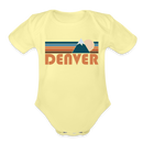 Denver, Colorado Baby Bodysuit Retro Mountain - washed yellow