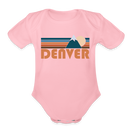 Denver, Colorado Baby Bodysuit Retro Mountain - light pink