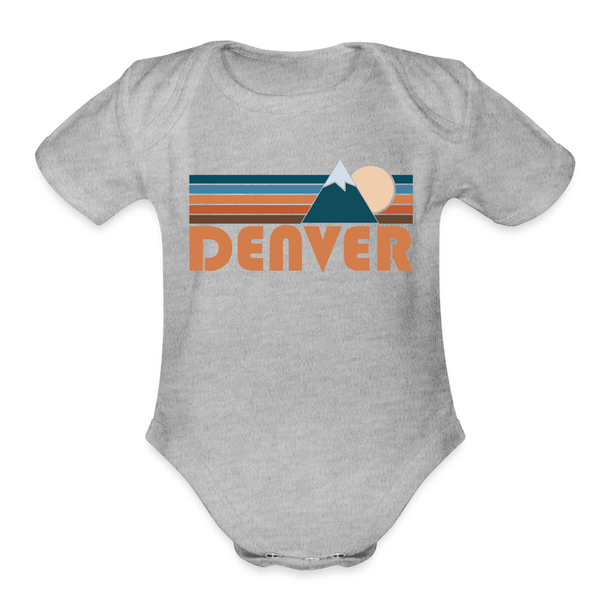 Denver, Colorado Baby Bodysuit Retro Mountain - heather grey