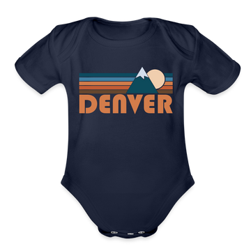 Denver, Colorado Baby Bodysuit Retro Mountain - dark navy