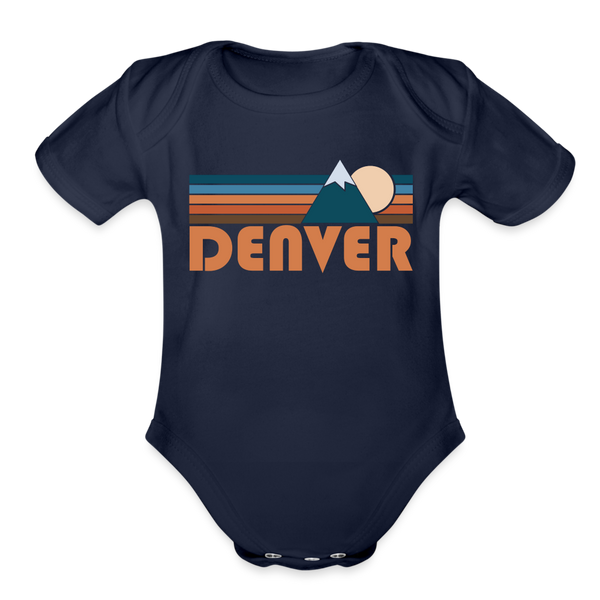 Denver, Colorado Baby Bodysuit Retro Mountain - dark navy