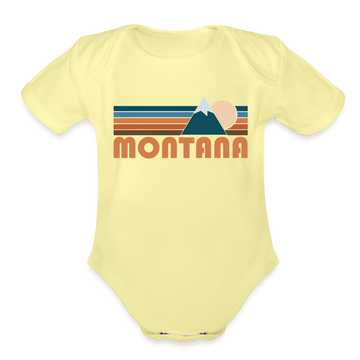 Montana Baby Bodysuit Retro Mountain - washed yellow