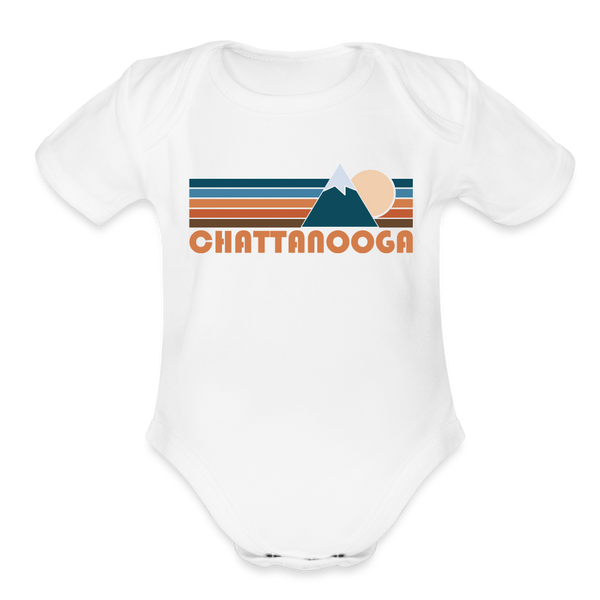 Chattanooga, Tennessee Baby Bodysuit Retro Mountain - white
