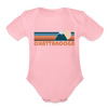 Chattanooga, Tennessee Baby Bodysuit Retro Mountain - light pink