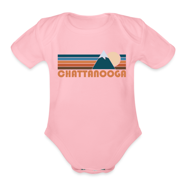 Chattanooga, Tennessee Baby Bodysuit Retro Mountain - light pink