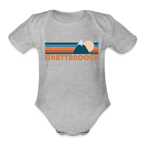 Chattanooga, Tennessee Baby Bodysuit Retro Mountain - heather grey