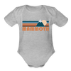 Mammoth, California Baby Bodysuit Retro Mountain - heather grey