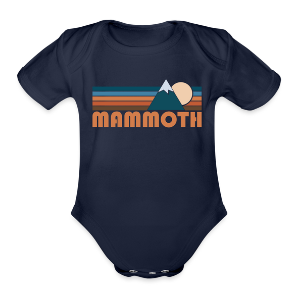 Mammoth, California Baby Bodysuit Retro Mountain - dark navy