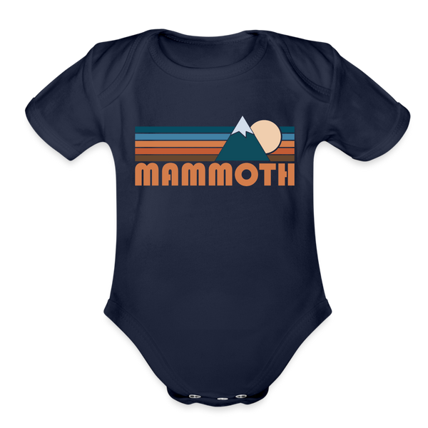 Mammoth, California Baby Bodysuit Retro Mountain - dark navy