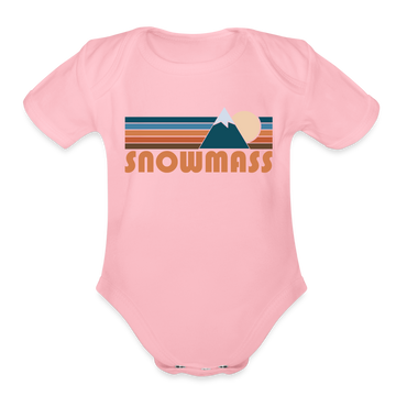 Snowmass, Colorado Baby Bodysuit Retro Mountain - light pink